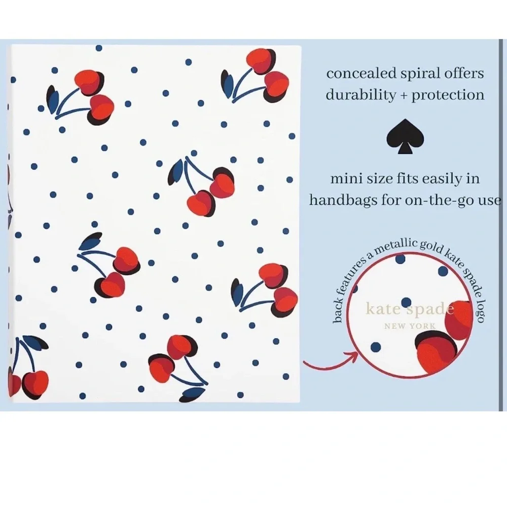 NEW Kate Spade New York Cherry🍒 Small Concealed Spiral Notebook